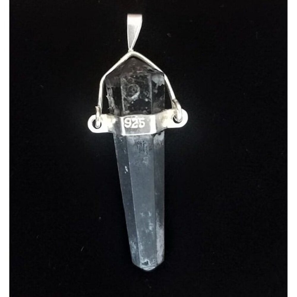 Onyx YIN YANG charm obelisk inlay 925 sterling silver pendant artisan - Picture 3 of 8